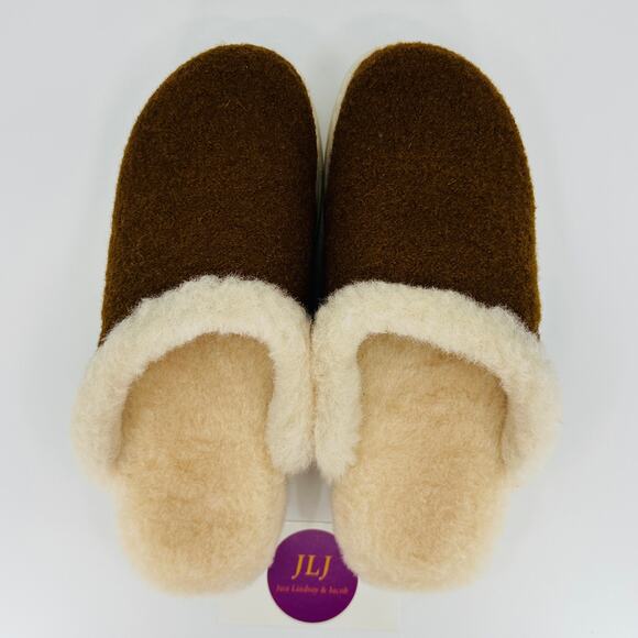 Born Women's Zoe 100% Wool Shearling Lined Slippers Cognac Brown Wool Size 6 - Picture 10 of 13